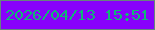 文字の大きさ：4、枠の色：66847e、背景の色：8801fc、文字の色：0fb875 無料ブログパーツのブログ時計