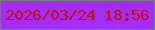 文字の大きさ：4、枠の色：668667、背景の色：a42ef8、文字の色：c20e05 無料ブログパーツのブログ時計