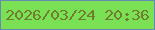 文字の大きさ：3、枠の色：668bb3、背景の色：7ae155、文字の色：707c30 無料ブログパーツのブログ時計