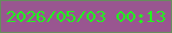 文字の大きさ：5、枠の色：668d5d、背景の色：995690、文字の色：22f31e 無料ブログパーツのブログ時計