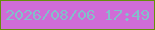 文字の大きさ：5、枠の色：668f09、背景の色：d06cd6、文字の色：82c0ca 無料ブログパーツのブログ時計