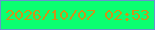文字の大きさ：5、枠の色：6694cf、背景の色：0bff70、文字の色：ce9318 無料ブログパーツのブログ時計