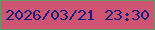 文字の大きさ：2、枠の色：669763、背景の色：ce5474、文字の色：141e7c 無料ブログパーツのブログ時計