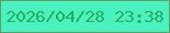 文字の大きさ：1、枠の色：669b65、背景の色：49f2be、文字の色：28ad5d 無料ブログパーツのブログ時計