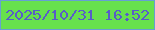 文字の大きさ：4、枠の色：66a0d2、背景の色：67e14c、文字の色：585dc8 無料ブログパーツのブログ時計