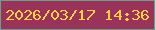 文字の大きさ：5、枠の色：66a287、背景の色：9a325a、文字の色：f5d342 無料ブログパーツのブログ時計