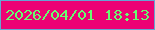 文字の大きさ：2、枠の色：66a5d2、背景の色：ed0274、文字の色：67fd71 無料ブログパーツのブログ時計