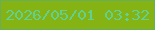 文字の大きさ：4、枠の色：66af5d、背景の色：85b314、文字の色：62d08e 無料ブログパーツのブログ時計