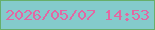 文字の大きさ：2、枠の色：66af6b、背景の色：84cbcc、文字の色：e267a2 無料ブログパーツのブログ時計