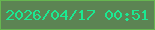 文字の大きさ：2、枠の色：66b650、背景の色：5c8453、文字の色：1be992 無料ブログパーツのブログ時計