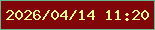 文字の大きさ：2、枠の色：66b693、背景の色：810609、文字の色：e6fb95 無料ブログパーツのブログ時計