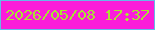 文字の大きさ：1、枠の色：66b8e7、背景の色：fb1cd9、文字の色：a9e333 無料ブログパーツのブログ時計