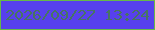 文字の大きさ：2、枠の色：66b948、背景の色：5740ed、文字の色：477463 無料ブログパーツのブログ時計
