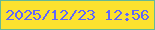 文字の大きさ：4、枠の色：66b994、背景の色：fce22f、文字の色：5f66fc 無料ブログパーツのブログ時計