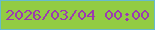 文字の大きさ：5、枠の色：66bbcc、背景の色：92cc43、文字の色：9c3aaf 無料ブログパーツのブログ時計