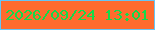 文字の大きさ：1、枠の色：66c5f5、背景の色：ff6b2e、文字の色：14da4a 無料ブログパーツのブログ時計