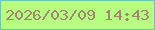 文字の大きさ：4、枠の色：66caae、背景の色：b6fd81、文字の色：9e886d 無料ブログパーツのブログ時計