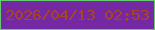 文字の大きさ：2、枠の色：66cb70、背景の色：7429a2、文字の色：a74627 無料ブログパーツのブログ時計