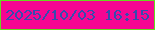 文字の大きさ：3、枠の色：66d91f、背景の色：f60692、文字の色：364cae 無料ブログパーツのブログ時計