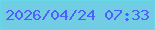 文字の大きさ：4、枠の色：66d9e9、背景の色：71cde3、文字の色：4e60f9 無料ブログパーツのブログ時計