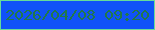文字の大きさ：1、枠の色：66dc99、背景の色：1052f8、文字の色：21784b 無料ブログパーツのブログ時計