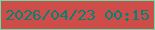 文字の大きさ：5、枠の色：66deae、背景の色：cf4d48、文字の色：018275 無料ブログパーツのブログ時計