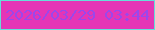 文字の大きさ：2、枠の色：66ded9、背景の色：e535b6、文字の色：9c47ea 無料ブログパーツのブログ時計