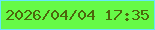 文字の大きさ：3、枠の色：66e7fa、背景の色：66fa47、文字の色：4c680c 無料ブログパーツのブログ時計