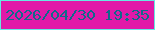 文字の大きさ：1、枠の色：66e9e2、背景の色：e119a8、文字の色：0f6a8b 無料ブログパーツのブログ時計