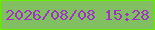文字の大きさ：4、枠の色：66ea03、背景の色：81bf62、文字の色：9d35c0 無料ブログパーツのブログ時計