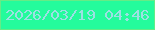 文字の大きさ：3、枠の色：66eb86、背景の色：24fb9c、文字の色：9de0e3 無料ブログパーツのブログ時計
