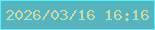 文字の大きさ：2、枠の色：66ebf3、背景の色：57b3bd、文字の色：c4dcab 無料ブログパーツのブログ時計