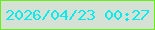 文字の大きさ：5、枠の色：66ee15、背景の色：d5e1d4、文字の色：0aeaeb 無料ブログパーツのブログ時計