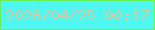 文字の大きさ：1、枠の色：66f456、背景の色：50f6f0、文字の色：d2caa1 無料ブログパーツのブログ時計