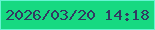 文字の大きさ：3、枠の色：66f4d2、背景の色：16d981、文字の色：323a62 無料ブログパーツのブログ時計