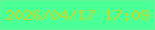文字の大きさ：3、枠の色：66f59b、背景の色：49ff96、文字の色：bedd2e 無料ブログパーツのブログ時計