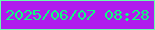 文字の大きさ：4、枠の色：66fdad、背景の色：b01bed、文字の色：0ffd7f 無料ブログパーツのブログ時計