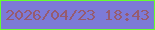 文字の大きさ：1、枠の色：66fe2f、背景の色：7d7ad6、文字の色：965b6f 無料ブログパーツのブログ時計