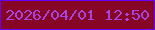 文字の大きさ：4、枠の色：6702f6、背景の色：870625、文字の色：a743e0 無料ブログパーツのブログ時計