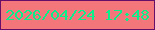 文字の大きさ：1、枠の色：670e6b、背景の色：f2767a、文字の色：0bee8c 無料ブログパーツのブログ時計