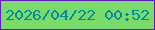 文字の大きさ：4、枠の色：6716c7、背景の色：79db68、文字の色：0588a5 無料ブログパーツのブログ時計