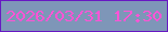 文字の大きさ：1、枠の色：6718c3、背景の色：7e96b8、文字の色：fe54d6 無料ブログパーツのブログ時計