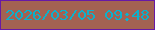 文字の大きさ：2、枠の色：6719a6、背景の色：a36252、文字の色：0ab2cc 無料ブログパーツのブログ時計