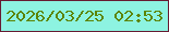文字の大きさ：2、枠の色：671b32、背景の色：8df3e1、文字の色：5c8400 無料ブログパーツのブログ時計