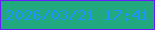 文字の大きさ：3、枠の色：671cfb、背景の色：21a87e、文字の色：1a96fd 無料ブログパーツのブログ時計
