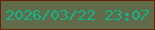 文字の大きさ：1、枠の色：672009、背景の色：616b49、文字の色：0eb68a 無料ブログパーツのブログ時計