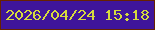 文字の大きさ：2、枠の色：672200、背景の色：3f159b、文字の色：d6db3d 無料ブログパーツのブログ時計