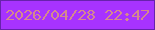 文字の大きさ：2、枠の色：6722ad、背景の色：a733ff、文字の色：d5898c 無料ブログパーツのブログ時計