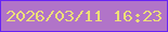 文字の大きさ：1、枠の色：6724f4、背景の色：b174c8、文字の色：eddf78 無料ブログパーツのブログ時計