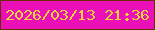 文字の大きさ：1、枠の色：672d04、背景の色：eb0fb8、文字の色：f0d53a 無料ブログパーツのブログ時計